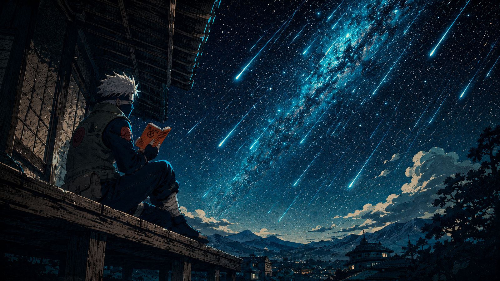 Kakashi Hatake Cosmic Meteor Shower Desktop Wallpaper