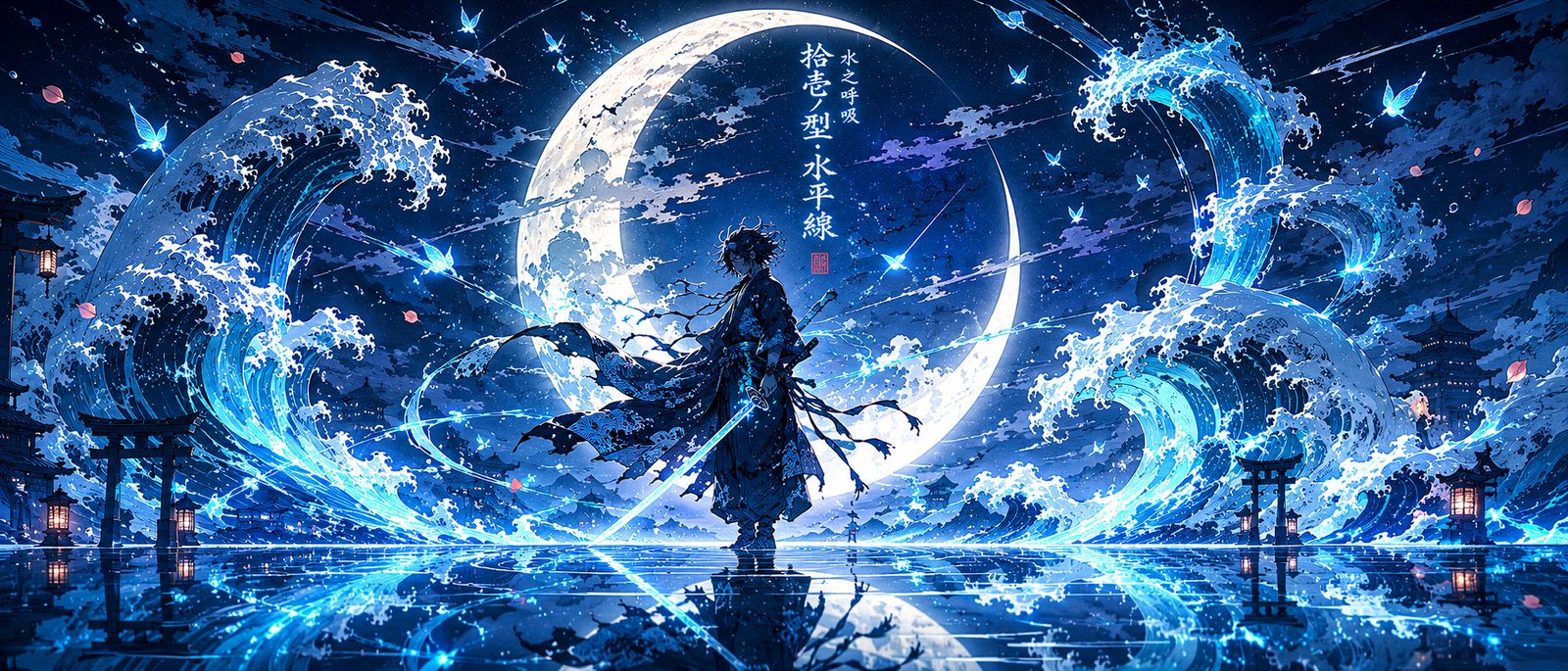 Water Breathing Samurai Ultrawide Anime Wallpaper